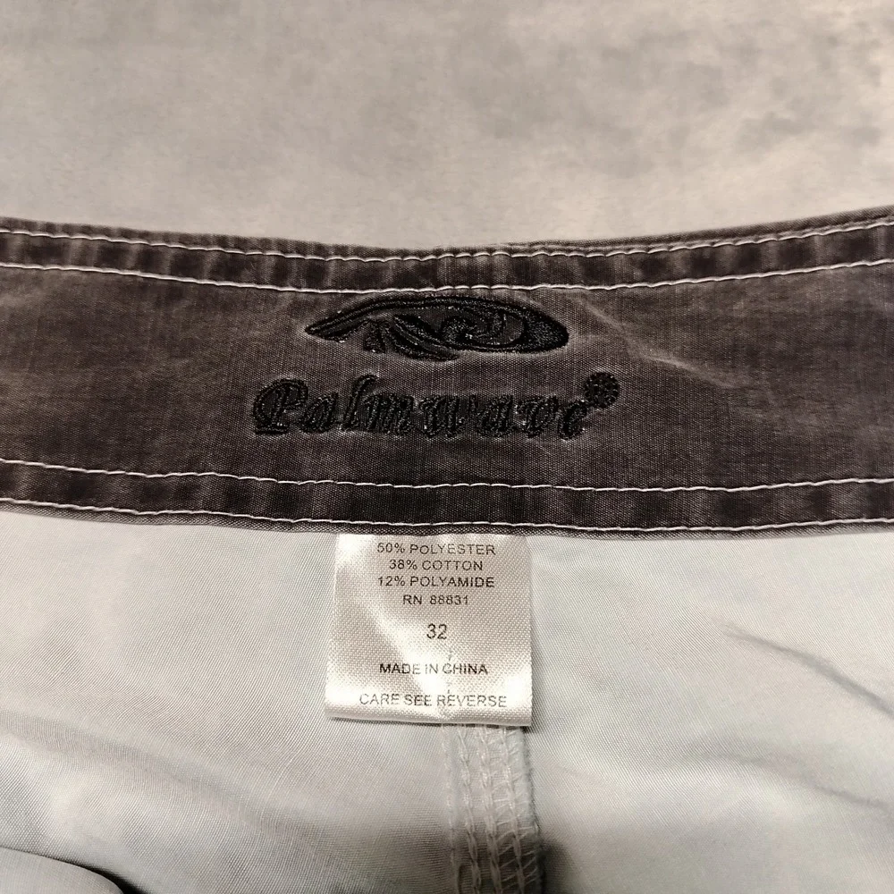 Palmwave Shorts Mens 32x11 Blue Striped Board Cargo Swim Trunks Surf Beachwear